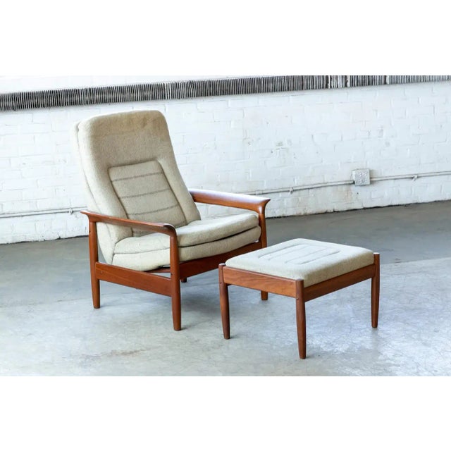 Danish Modern Teak Lounge Chair With Ottoman, Denmark, Circa 1970 For Sale - Image 12 of 12