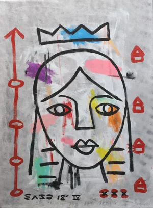Abstract Figurative Art "Lady Like" Original Acrylic Painting on Canvas Artwork by Gary John