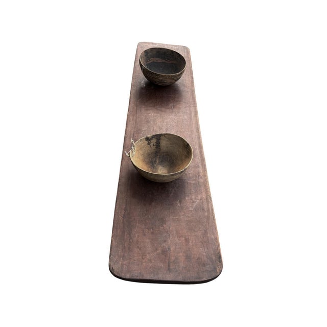 Brown Vintage Large-Tribal-Wood-Senufo-Coffee-Table stool-74.25" W For Sale - Image 8 of 13
