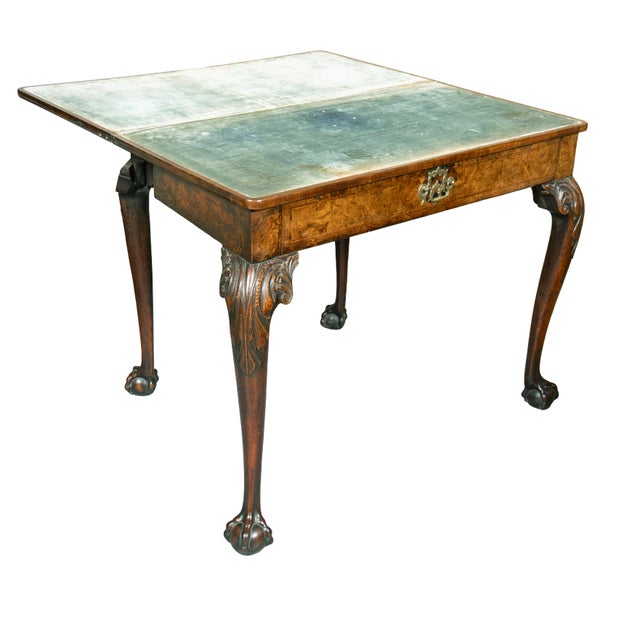Brown George II Walnut Concertina Action Games Table For Sale - Image 8 of 14