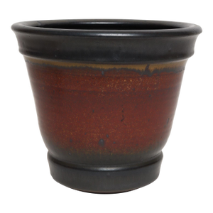 Metallic Slate and Matte Red Glaze Variegated Ceramic Planter by Deanna Nichols