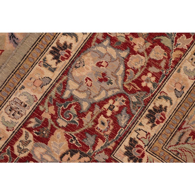 Textile Shabby Chic Floral 1990's Pak-Persian Green/Red Wool Rug - 6'0'' X 9'0'' For Sale - Image 7 of 9