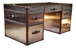 Stoneyhurst Mayfair Desk in Brushed Steel and Leather from Timothy Oulton, 2010s