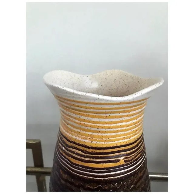 Mid-Century Modern 1970s Mid Century Modern Brown and Yellow Haeger Pottery Vase For Sale - Image 3 of 6