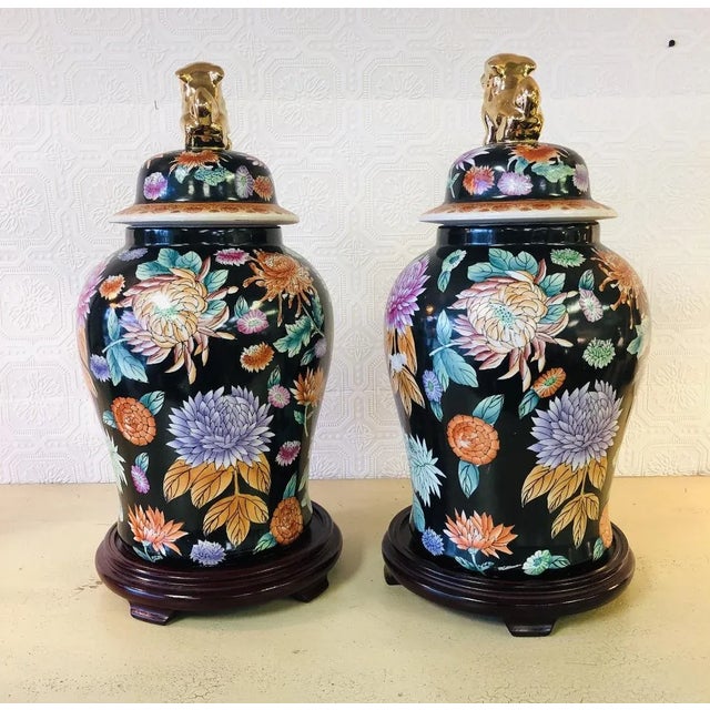 Ceramic Vintage Chrysanthemum XL Ginger Jar For Sale - Image 7 of 7