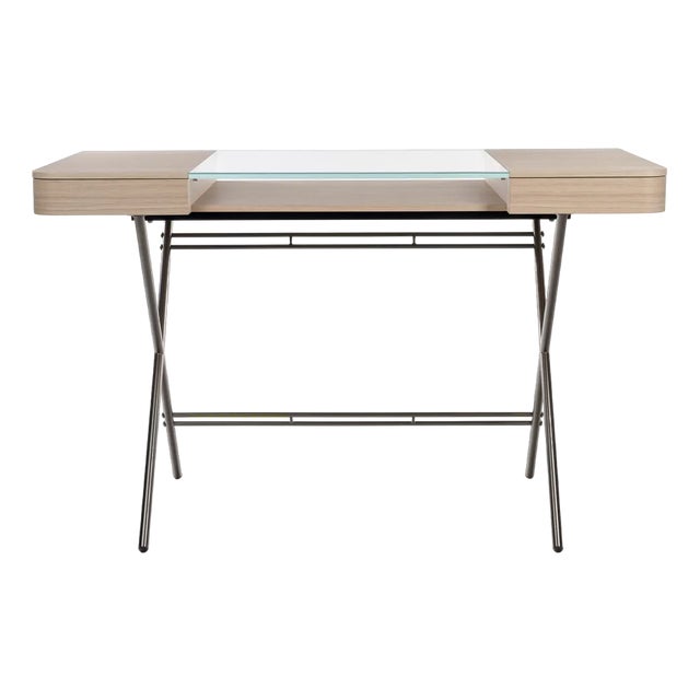 Cosimo Desk with Natural Oak Veneer and Glass Top by Marco Zanuso Jr. for Adentro, 2023 For Sale