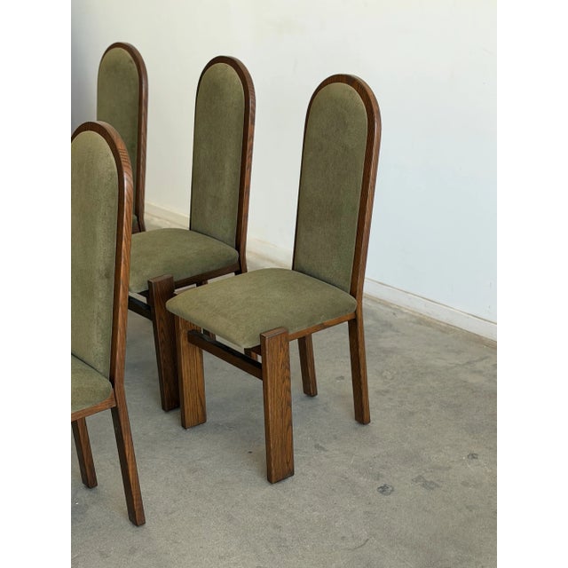 Olive Arched Oak Dining Chairs- Set of 6 For Sale - Image 8 of 14
