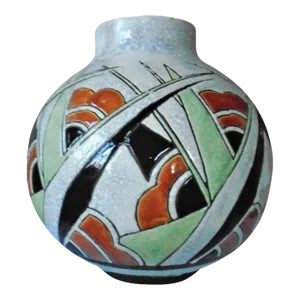 Vintage 1920’s Boche Freres La Louvier Art Deco Ceramic Vase, Belgium