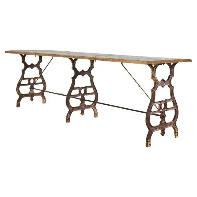 19th Century French Industrial Style Pine Iron Dining Table For Sale - Image 13 of 13