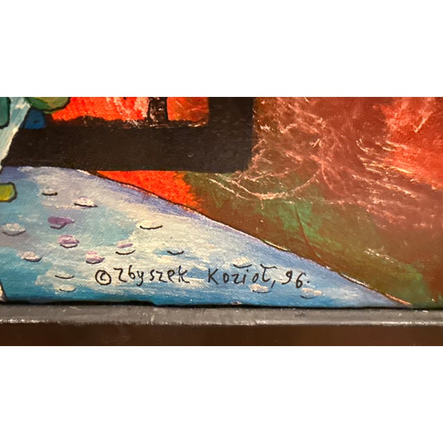 Signed 1996 Zbyszek Kozioł “Madman’s Wife” Outsider Art Mixed Media Painting For Sale In Boston - Image 6 of 9