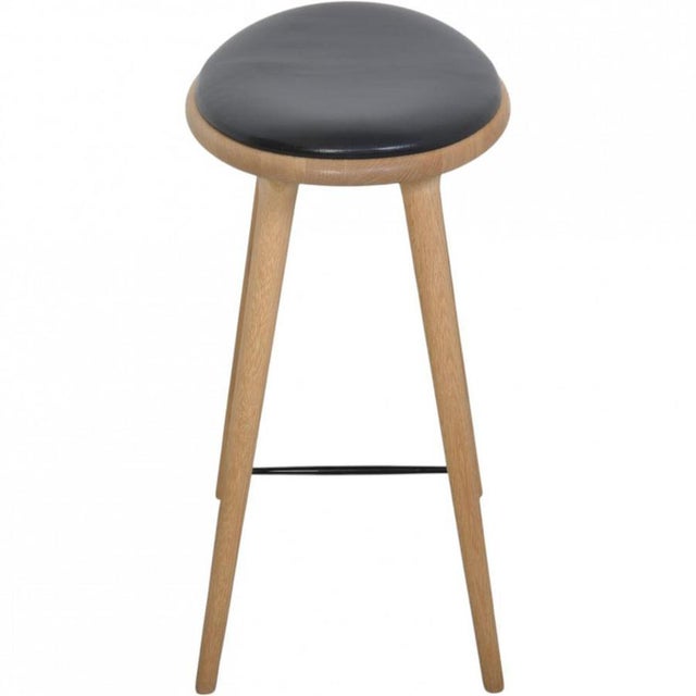 Mater Bar Stool in Oak and Black Leather, 2020 For Sale - Image 5 of 12