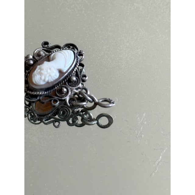 Textile Vintage Mid-Century Cameo Filigree Link Bracelet, Circa 1940s For Sale - Image 7 of 10