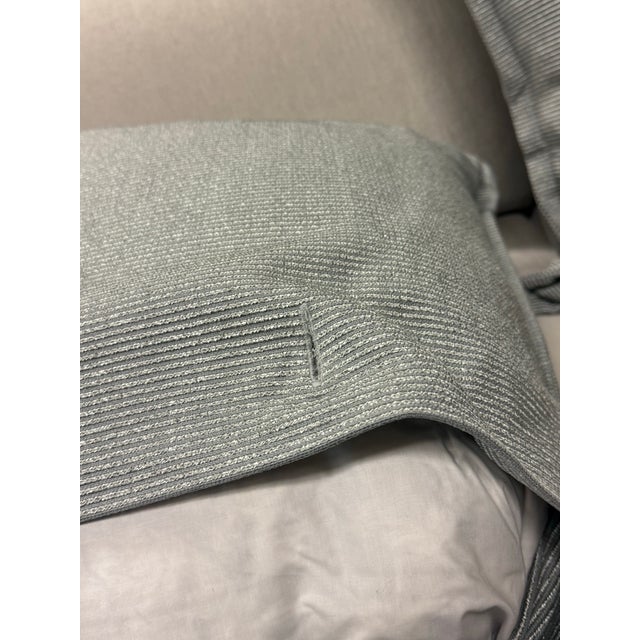 Coastal Striated Blue With White Ticking Stripe Throw Pillows, Set of Three For Sale - Image 3 of 12