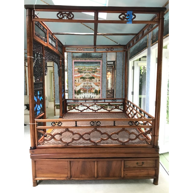 19th Century Chinese Wedding Opium Canopy Bed, Lacquered For Sale - Image 10 of 13