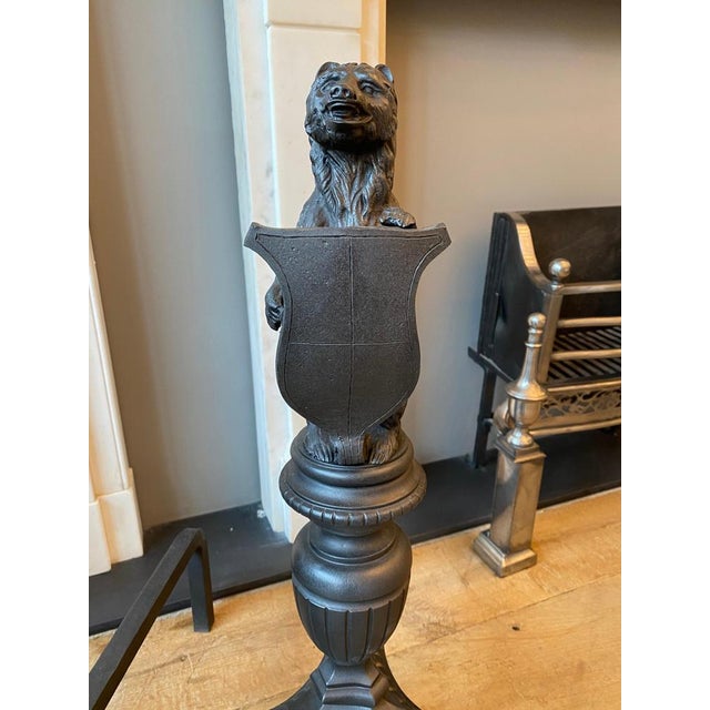 Tall Antique Fire Dogs in Cast Iron, 1890, Set of 2 For Sale - Image 6 of 16