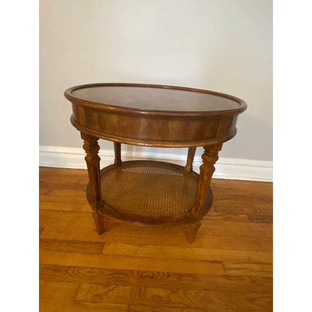 1970s Drexel Heritage Walnut Italian Provincial Oval Side Table For Sale - Image 9 of 13