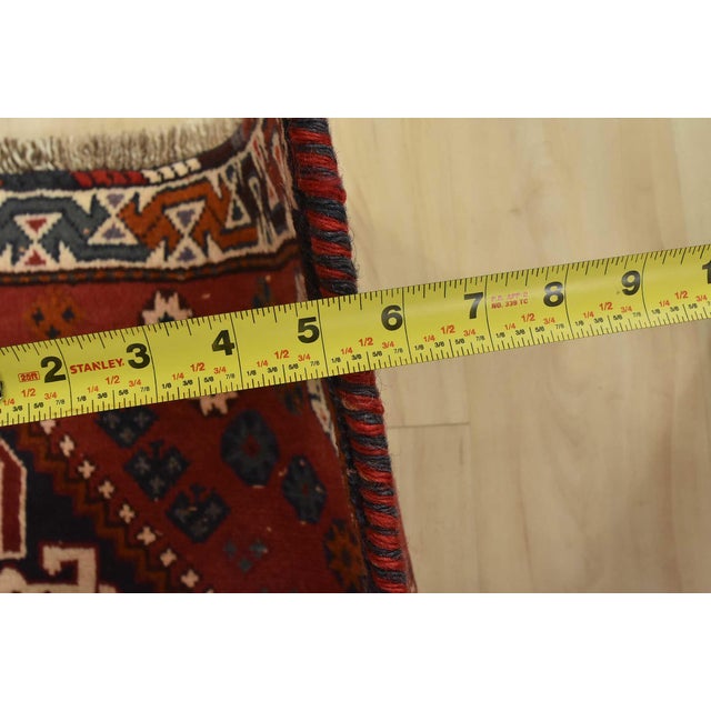 Shiraz Rug 3’9” X 5’3” Red Wool Vintage Tribal Hand-Knotted Oriental Carpet For Sale - Image 10 of 12