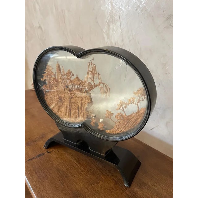 Wood Chinese Cork Heart-Shaped Diorama, 1950s For Sale - Image 7 of 13
