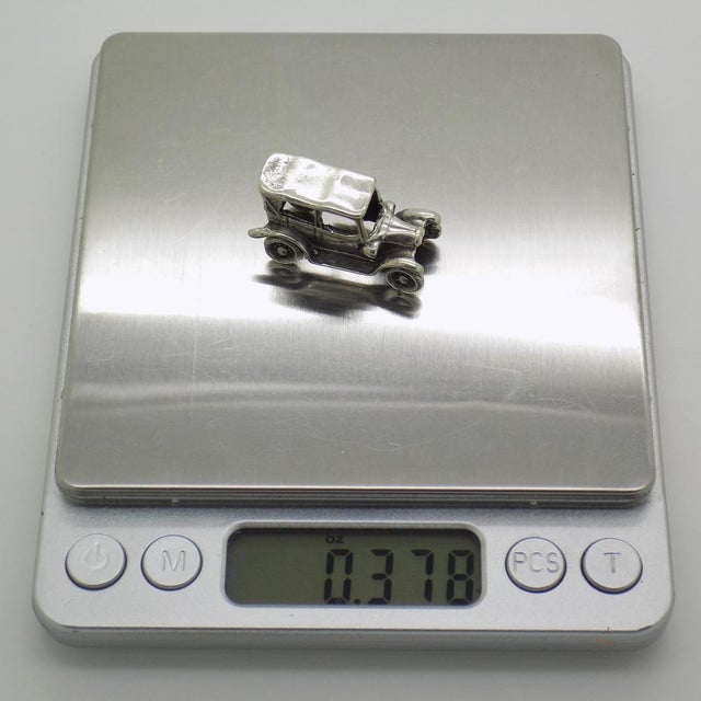 Vintage Italian Handmade Genuine Silver Classic Car Dollhouse Miniature, 1970s For Sale - Image 9 of 11
