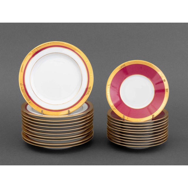 Ceramic Bernardaud "Madison Carmin" Pattern Porcelain Dinnerware Service for Eleven For Sale - Image 7 of 11