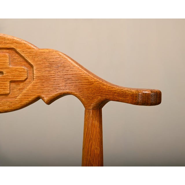 Vintage Brutalist Dining Chairs in Oak and Sheepskin by Henning Kjærnulf, Denmark, 1960s, Set of 6 For Sale - Image 10 of 18