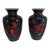 Pair of Miniature Black and Red Cinnabar Vases For Sale