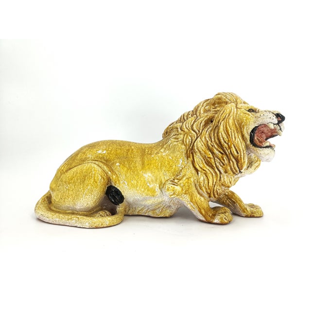 Black Italian Glazed Terracotta Lion Sculpture, 1960s For Sale - Image 8 of 10