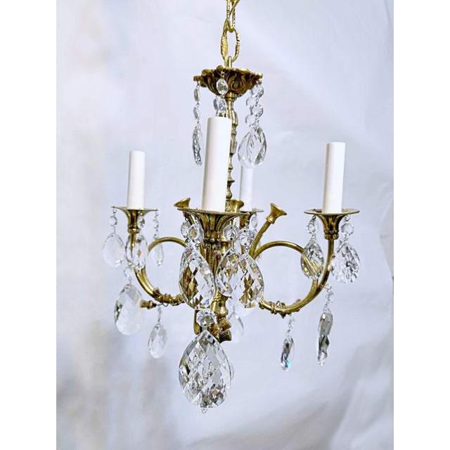 1950s Vintage Spanish Bronze Chandelier For Sale - Image 5 of 6