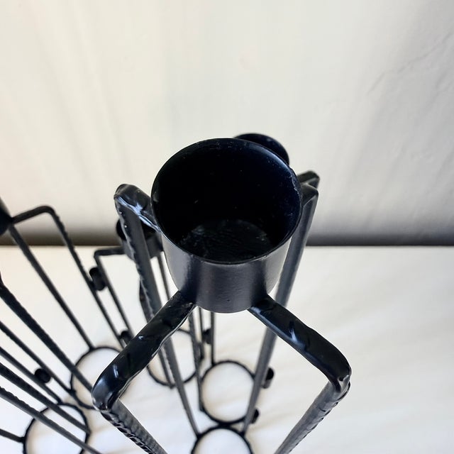 Vintage Brutalist Style Hinged Metal MCM Candelabra For Sale - Image 4 of 8