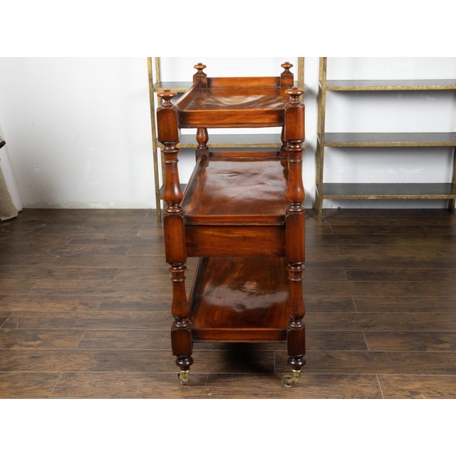English 1820s Mahogany Trolley on Casters with Open Shelves and Two Drawers For Sale - Image 10 of 12