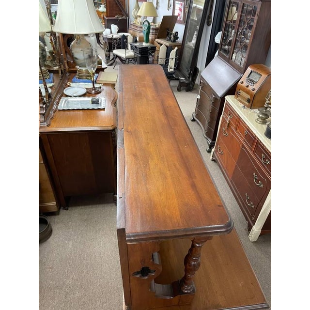 Early 20th Century 100+ Year Old Hutch Cabinet, Burl Wood Inlay, Hand Carved, Beautiful Antique For Sale - Image 5 of 12