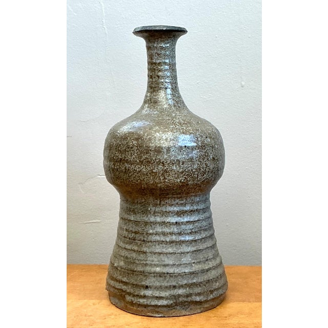 Vintage Textured Studio Pottery Vase For Sale - Image 12 of 17