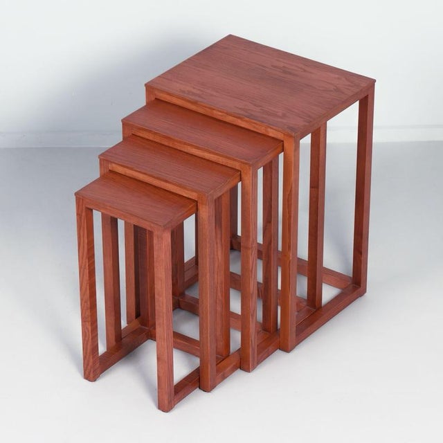 Ash Wood Nesting Tables by Josef Hoffmann for Wittmann, 1980s, Set of 4 For Sale - Image 4 of 12