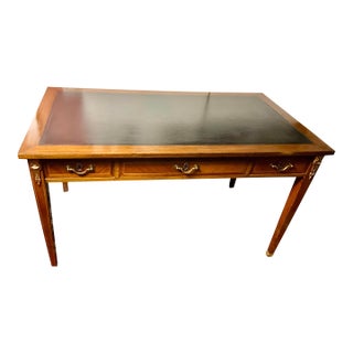 A Continental Neoclassical-Style Bureau Plat Late 19th Century;Top Inset Black Leather With Key For Sale