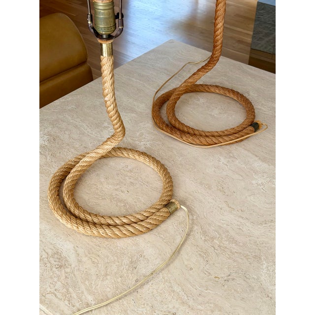 1970s Audoux Minet Sculptural Twisted Rope Table Lamps - A Pair For Sale - Image 12 of 16