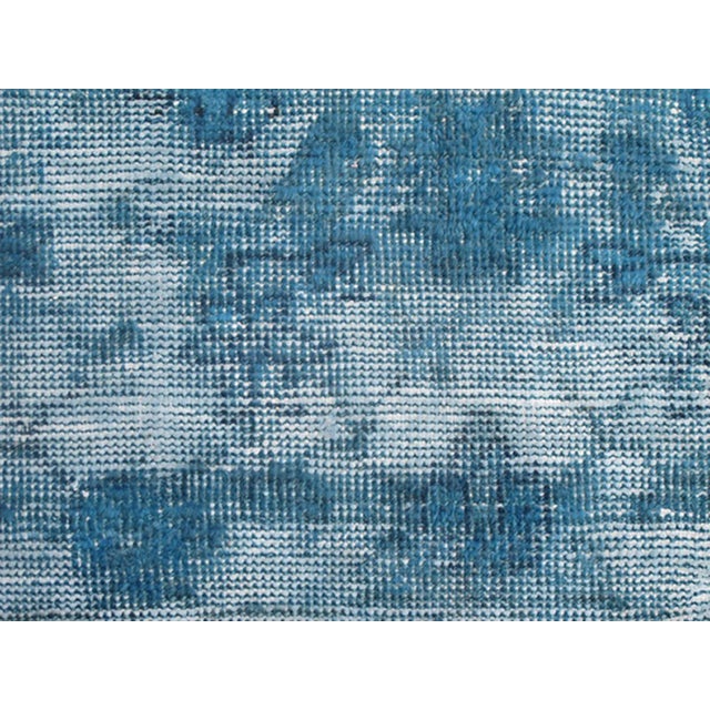 Early 20th Century Blue and Ivory Antique Oushak Rug Overdyed With Classical Design/Composition For Sale - Image 4 of 10