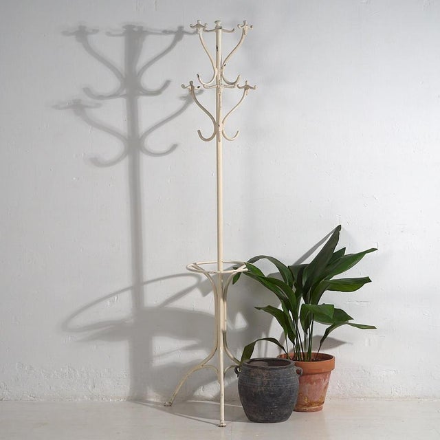 Metal Vintage White Iron Coat Rack, 1920 For Sale - Image 7 of 8