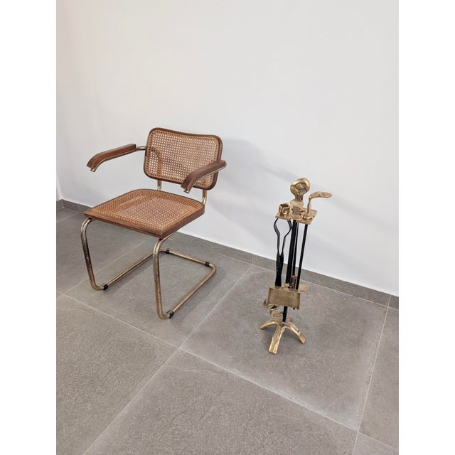 Black Brutalist Brass and Iron Fireplace Tool Set by David Marshall, 1970s For Sale - Image 8 of 11
