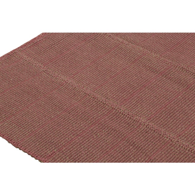 2010s Rug & Kilim’s Modern Kilim Rug With Textural Stripes in Pink With Beige Accents For Sale - Image 5 of 7