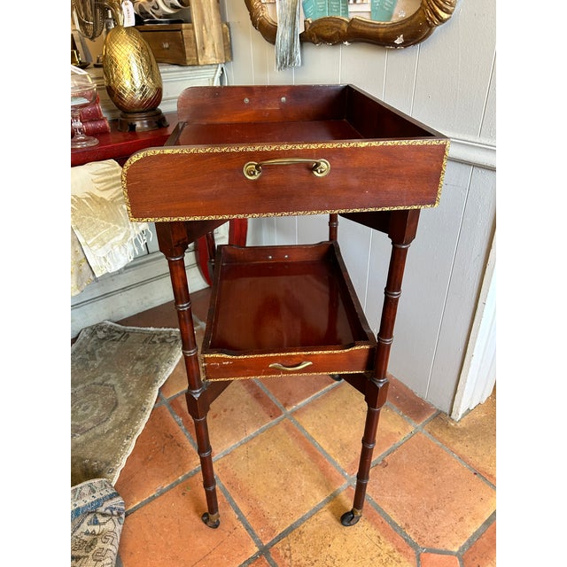 Early 20th Century Ferguson Bros. Tiered Patial Gilt Mahogany Folding Rafraichissoir Butler Tray Trolley For Sale - Image 15 of 16