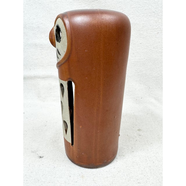 Vintage MCM Ceramic Owl Candle Lantern For Sale - Image 4 of 9