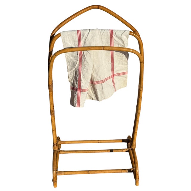 Magnificent rattan valet stand from the 1960s. Handcrafted in the south of France.