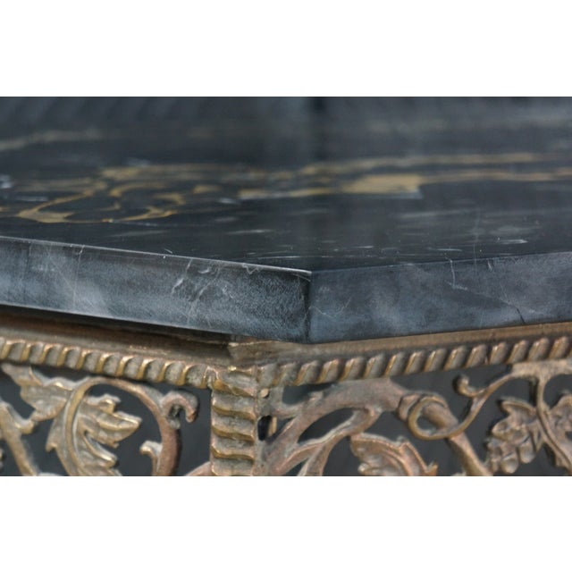 Mid 20th Century Attributed Oscar Bach Neoclassical Bronze Wrought Iron Marble Console Table 43" For Sale - Image 15 of 16
