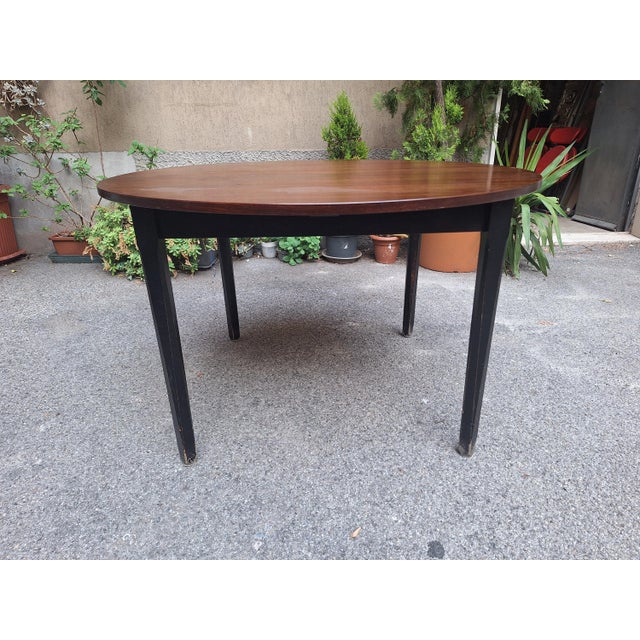 Wooden Dining Table with Extendable Round Top, 1950s For Sale - Image 4 of 10