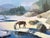 Impressionist Vintage Oil Painting of a Man and Horse in Snowy Rocky Mountain Landscape For Sale - Image 3 of 5