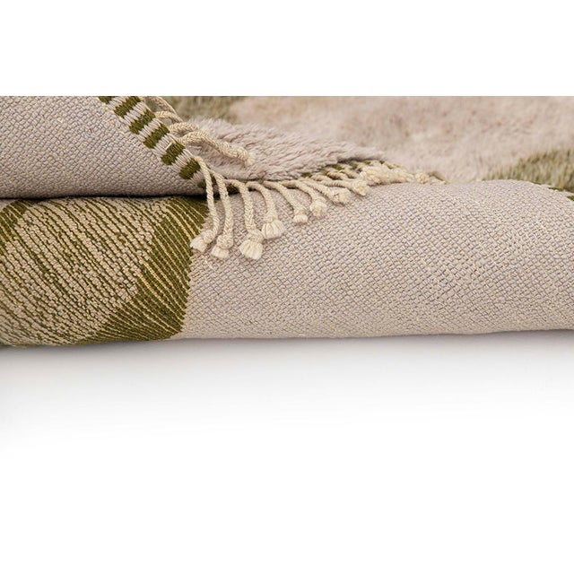 Hand-Knotted Wool Area Rug in Taupe and Olive Green by Holomua For Sale - Image 6 of 9