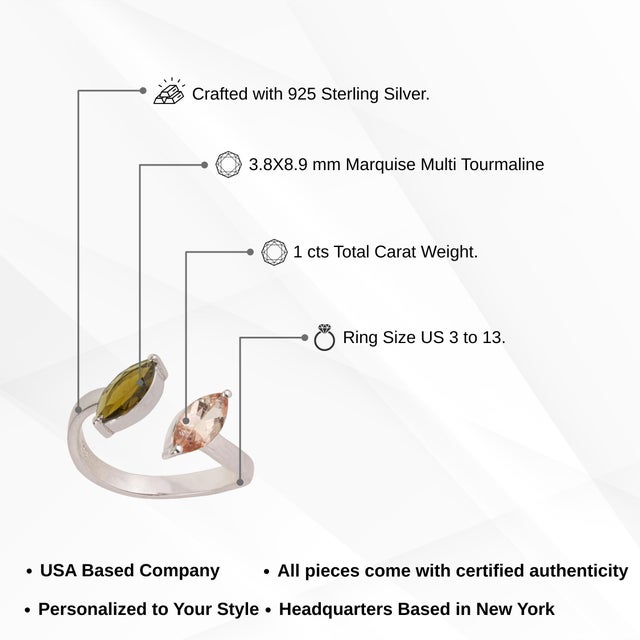 Carat&Her Marquise Cut Two Stone Open Cuff Toi Et Moi Ring, Size 6 For Sale - Image 10 of 12