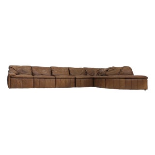 Vintage Brown Leather Modular Sofa from Laauser, 1970s, Set of 7 For Sale