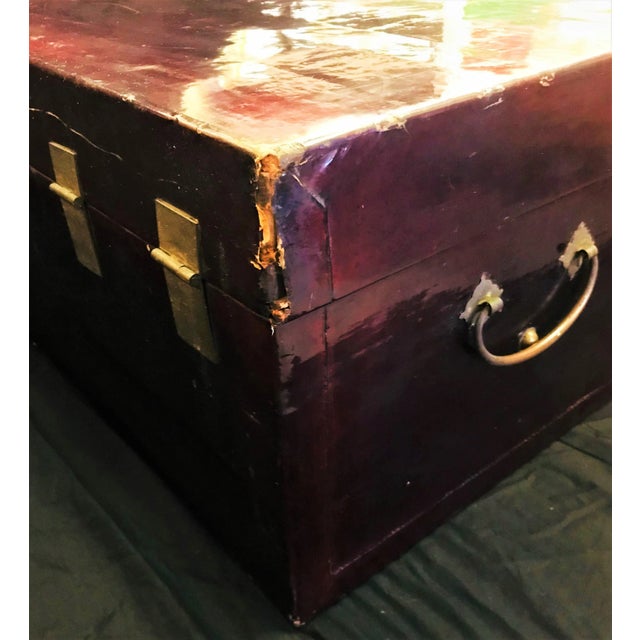 Oxblood Red 19th Century Antique Chinese Lacquer Blanket Chest For Sale - Image 8 of 13