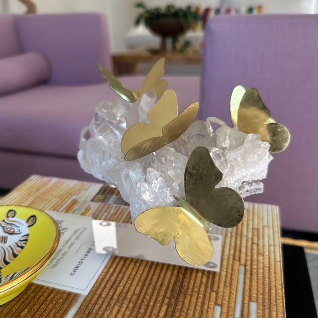 Brass Butterfly and Quartz Object For Sale - Image 11 of 12